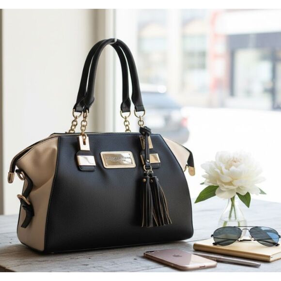 Marc New York Purse Large Satchel Leather Handbag Gold Hardware - Picture 1 of 10